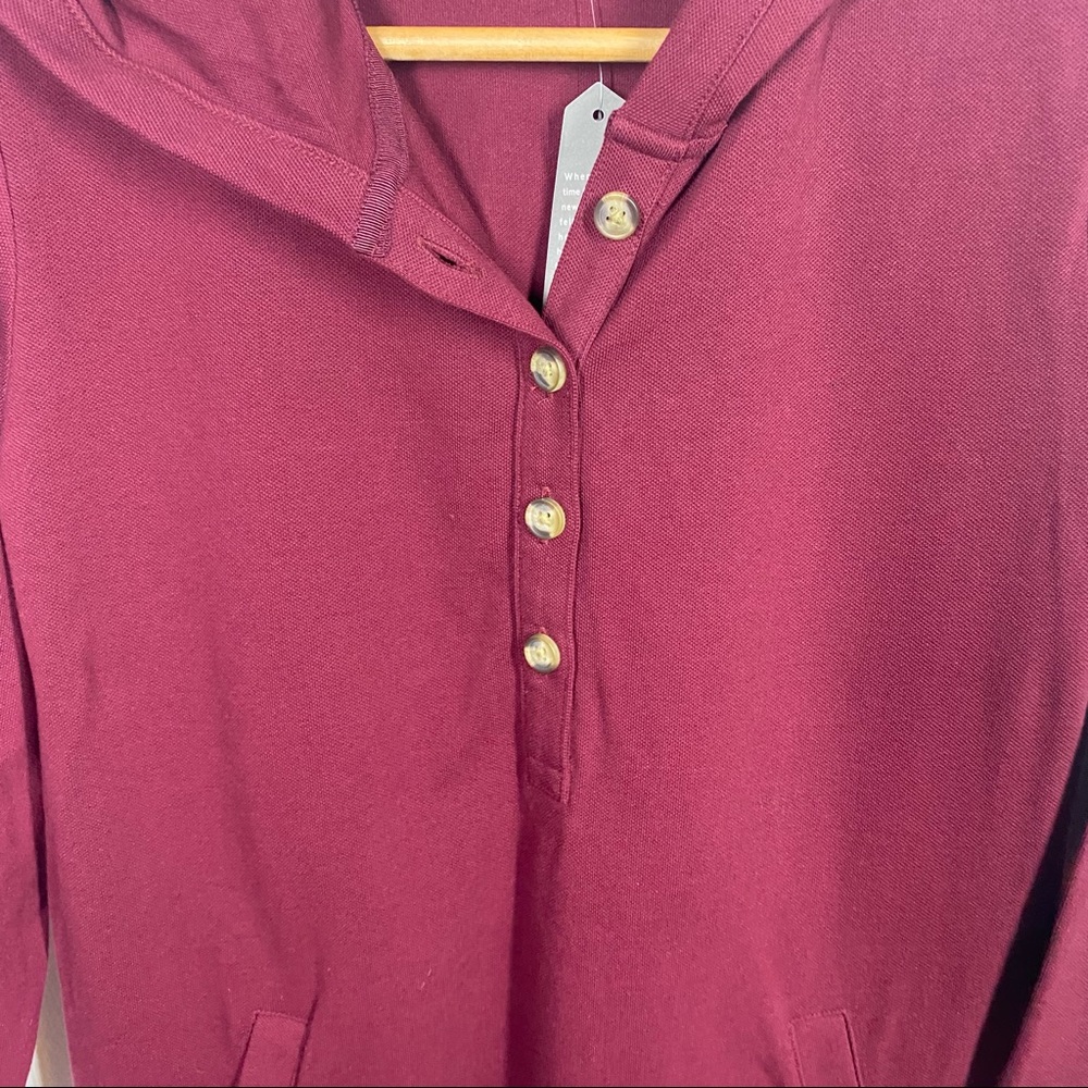 Lighthouse by Lands End Burgundy Henley Hoodie Top - Picture 5 of 8